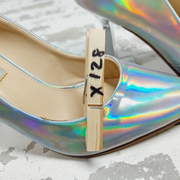Steve Madden Salza Iridiscent Metallic Pointed Toe Pumps X128 - Picture 11 of 11